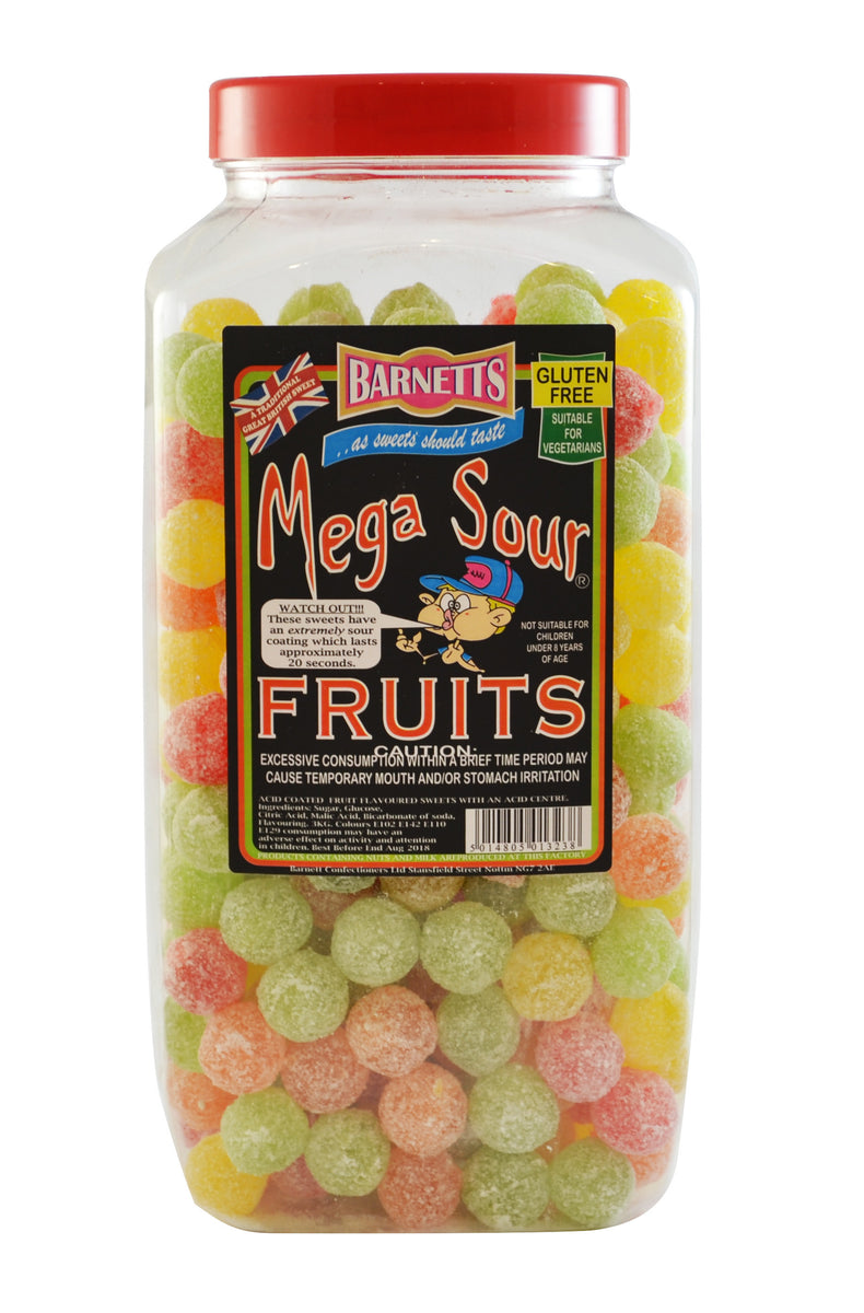 British Sweets - Barnetts Mega Sour Fruit 3kg | One Stop British Shop